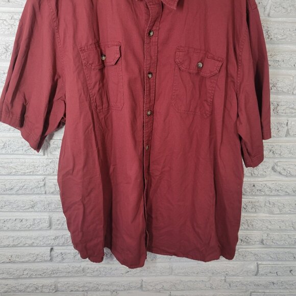 Wrangler Mens Shirt 3XL Short Sleeve Button Up Cotton Blend Rust Red RED10E - Picture 4 of 8